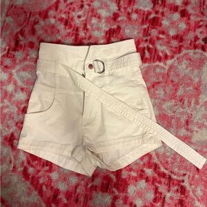 High Waisted Belted Women’s White Shorts